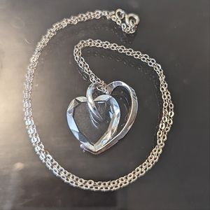 Crystal and sterling silver heart necklace